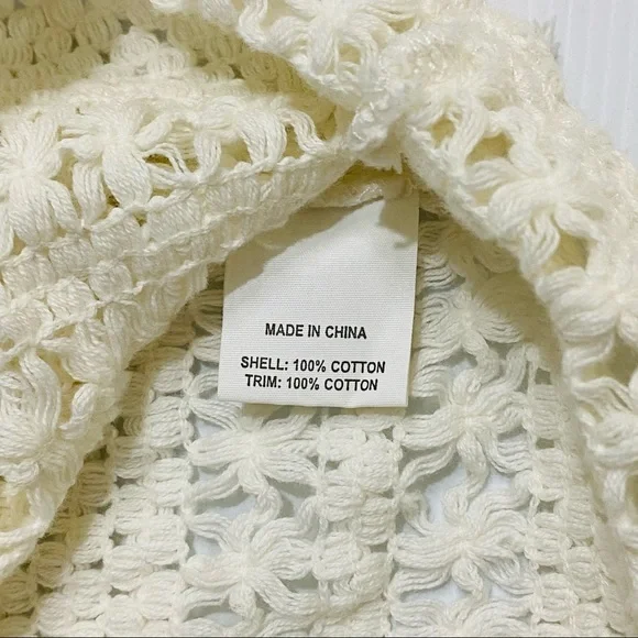 SEED FEMME Womens White Cream 100% Cotton Crochet Sleeveless BOHO Top Size XS - Picture 6 of 11